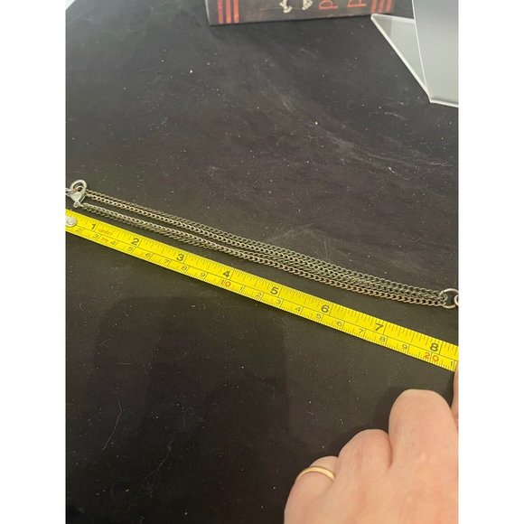 Coiled Snake Silvertone Double Strand Necklace Crystal Head 16 Inches Adjustable - Picture 5 of 8